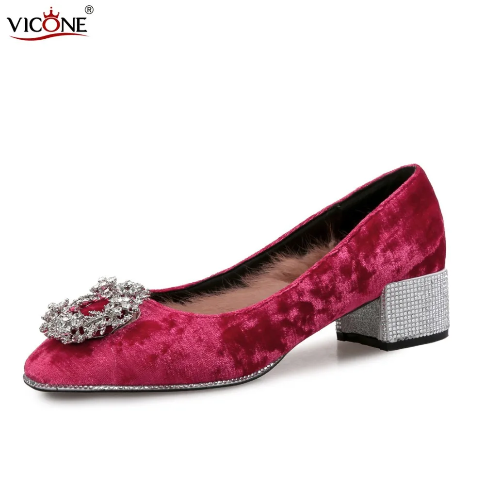 VICONE Women Spring Crystal Mary Janes Flock Round Toe Office Wedding Med Pumps V10114
VICONE Women Spring Crystal Mary Janes Flock Round Toe Office Wedding Med Pumps V10114