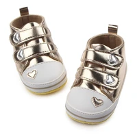Spring Autumn Shoes Boys Newborn Baby Girls Classic Heart-shaped PU Leather First Walkers Tennis Lace-Up image