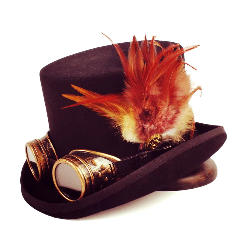 Vintage Steampunk Gear Glasses Floral Black Top Hat For Women Men Fedora Hat Handwork Feather Magic Cosplay Party Caps
Vintage Steampunk Gear Glasses Floral Black Top Hat For Women Men Fedora Hat Handwork Feather Magic Cosplay Party Caps
