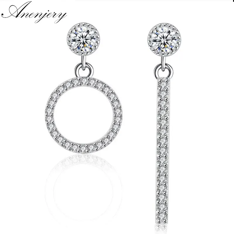 Anenjery New Simple Fashion 925 Sterling Silver Round Line Asymmetrical Full Zircon Crystal Tassel Drop Earrings S-E206
Anenjery New Simple Fashion 925 Sterling Silver Round Line Asymmetrical Full Zircon Crystal Tassel Drop Earrings S-E206