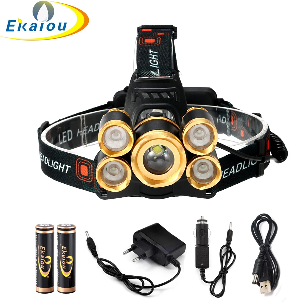 

3800 Lumens Waterproof T6 +4*XPE LED Zoom Headlamp Tactics Headlight Head Lamp Flashlight For Bicycle light kit
