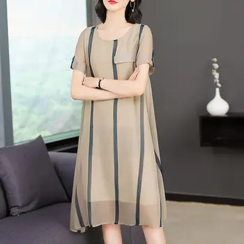 2020 Summer Silk Elegant Fashion Women Dresses New Style Round Collar And Short Sleeve Printed Designs Loose Lady Dress A-line
2020 Summer Silk Elegant Fashion Women Dresses New Style Round Collar And Short Sleeve Printed Designs Loose Lady Dress A-line