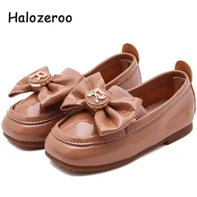 Nueva primavera bebé chica arco Zapatos niños zapatos de cuero zapatos de niño marca negro holgazán de Niños de moda de zapatos de la princesa 2019(China)
