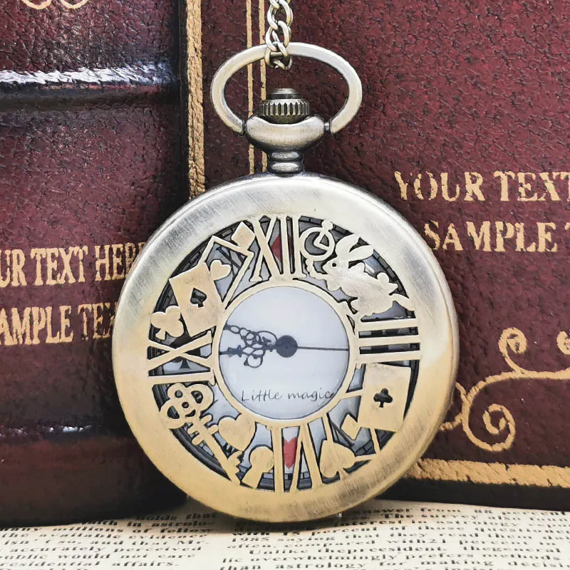 Quartz Pocket Watch Alice in Wonderland Pattern Pendent Necklace Chain Fob Watch Clock reloj de bolsillo
Quartz Pocket Watch Alice in Wonderland Pattern Pendent Necklace Chain Fob Watch Clock reloj de bolsillo
