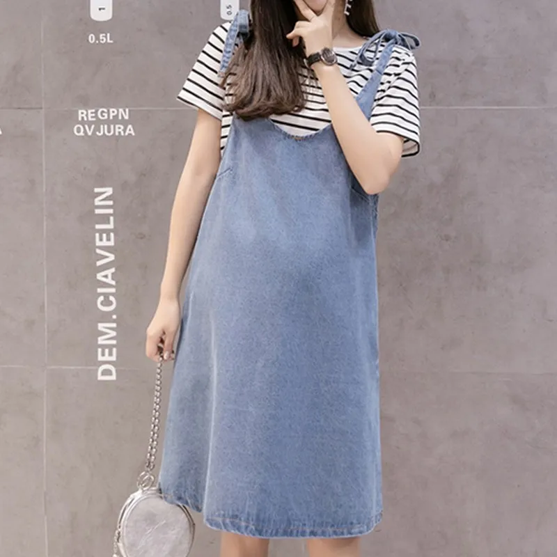 Summer Casual Adjustable Strap Denim Maternity Dresses Loose Pocket A-line Jean Pregnancy Dress Comfortable Pregnant Dress
Summer Casual Adjustable Strap Denim Maternity Dresses Loose Pocket A-line Jean Pregnancy Dress Comfortable Pregnant Dress