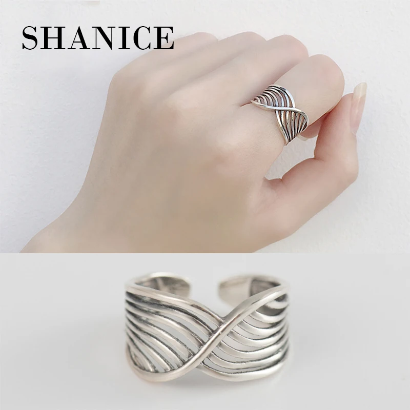 SHANICE 925 Sterling Silver Open Ring For Women Plain Silver Multi lines Nest Big Rings Punk Style Bijoux Femme
SHANICE 925 Sterling Silver Open Ring For Women Plain Silver Multi lines Nest Big Rings Punk Style Bijoux Femme