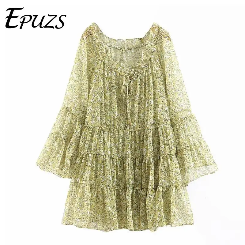 Summer dress women Vintage ruffles chiffon yellow dress elegant flare sleeve loose party beach dress casual boho vestidos 2019
Summer dress women Vintage ruffles chiffon yellow dress elegant flare sleeve loose party beach dress casual boho vestidos 2019