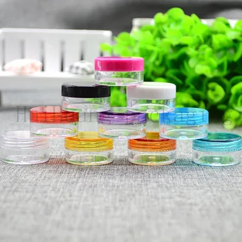 

200pc 3g 5g transparent small round cream bottle jars pot container empty cosmetic plastic sample container for nail art storage