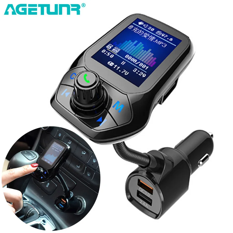 AGETUNR 1.8" TFT Display Bluetooth Car Kit Handsfree Set QC3.0 Quick Charge FM Transmitter MP3 Player USB Flash TF AUX In/Out
AGETUNR 1.8" TFT Display Bluetooth Car Kit Handsfree Set QC3.0 Quick Charge FM Transmitter MP3 Player USB Flash TF AUX In/Out