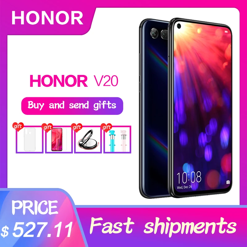 Honor V20 Smartphone NFC Fast Charge Mobile Phone Liquid Cooling Kirin 980 Android 9.0 6.4 inch Screen 4000mAh Battery
Honor V20 Smartphone NFC Fast Charge Mobile Phone Liquid Cooling Kirin 980 Android 9.0 6.4 inch Screen 4000mAh Battery