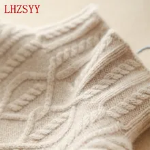 Lhzsyy camisola de malha de caxemira feminino jaqueta outono inverno dona de casa camisola gola alta camisola padrão pulôver S-XL(China)