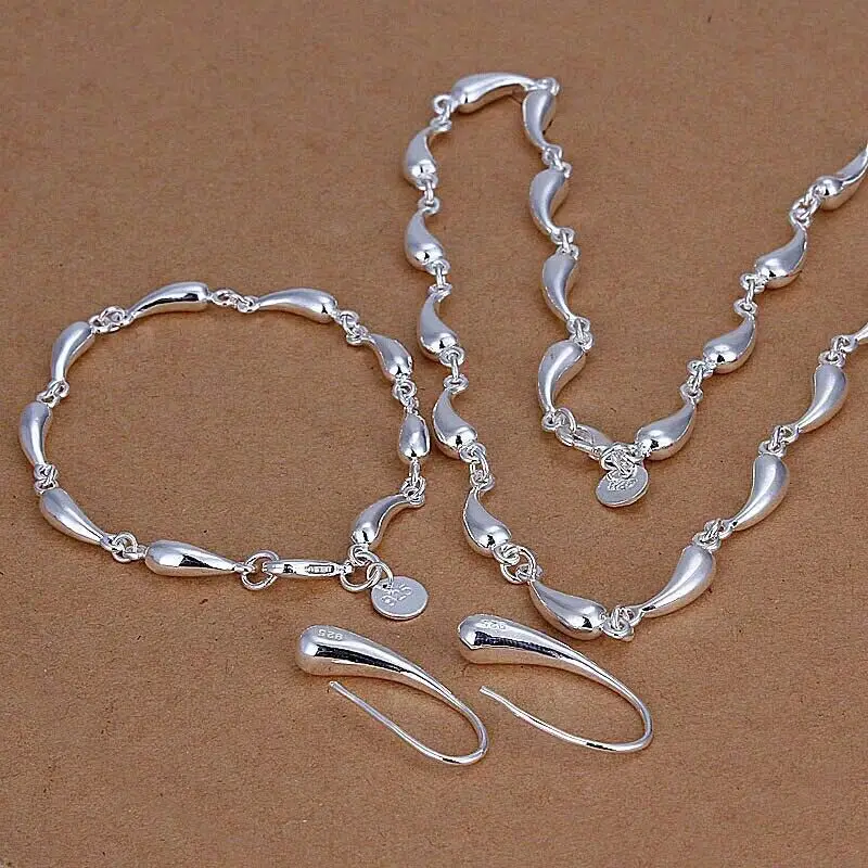 Silver Jewelry Set for Women Water Drop Necklace & Bracelet & Ring 3 Pcs Fashion Bridal Jewelry Sets Factory Price Fine Bijoux
Silver Jewelry Set for Women Water Drop Necklace & Bracelet & Ring 3 Pcs Fashion Bridal Jewelry Sets Factory Price Fine Bijoux