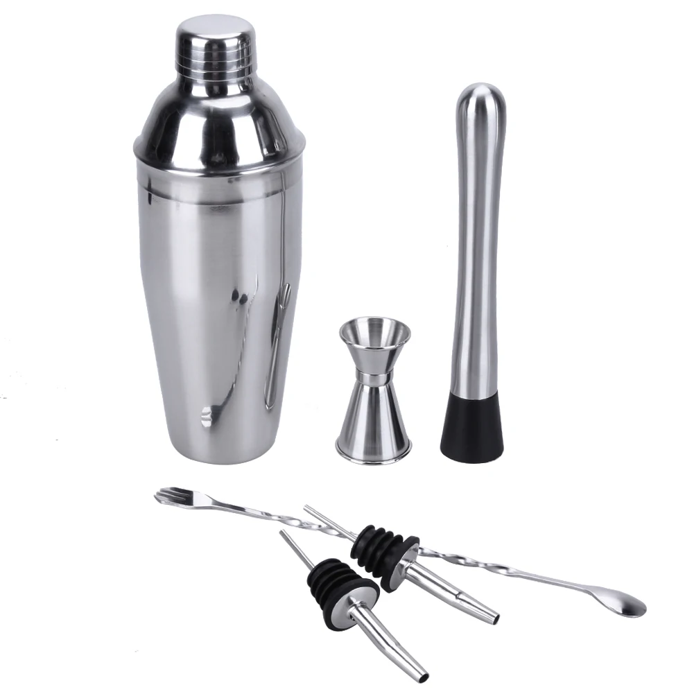 6Pcs 750ml Stainless Steel Cocktail Shaker Mixer Bartender Double End Jigger Strainer Ice Tong Mixing Spoon Measure Cup Bar Tool
6Pcs 750ml Stainless Steel Cocktail Shaker Mixer Bartender Double End Jigger Strainer Ice Tong Mixing Spoon Measure Cup Bar Tool