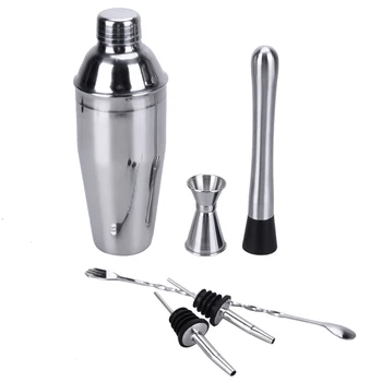 6Pcs 750ml Stainless Steel Cocktail Shaker Mixer Bartender Double End Jigger Strainer Ice Tong Mixing Spoon Measure Cup Bar Tool
6Pcs 750ml Stainless Steel Cocktail Shaker Mixer Bartender Double End Jigger Strainer Ice Tong Mixing Spoon Measure Cup Bar Tool