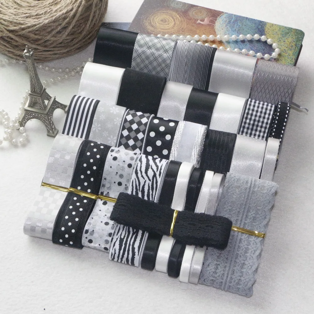 NEW STYLE! DIY Ribbon Set---Black Gray And White Color Mix Ribbon Set ( total 37 yards)
NEW STYLE! DIY Ribbon Set---Black Gray And White Color Mix Ribbon Set ( total 37 yards)