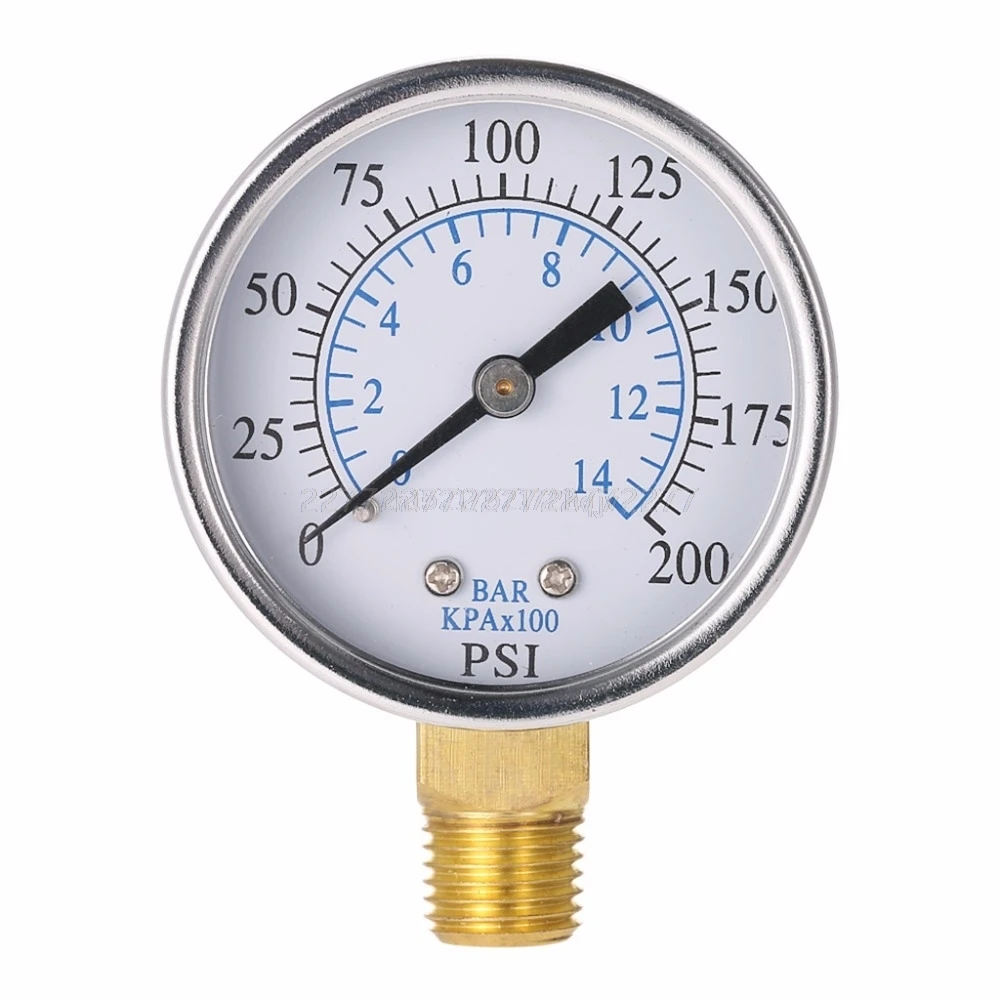 

0-14 Bar Air Oil Water Pressure Gauge 1/4" NPT 0-200PSI Manometer 0-14 Bar Side Mount Mr29 19 Dropship