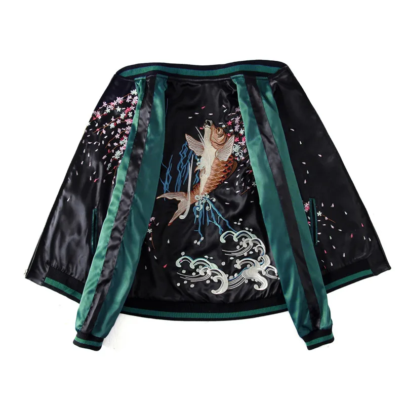 Makuluya Yokosuka Reversible Coat Street Style Women Men Fish Flowers Printed Embroidery Baseball Casual Pilot's Jacket Coats QW
Makuluya Yokosuka Reversible Coat Street Style Women Men Fish Flowers Printed Embroidery Baseball Casual Pilot's Jacket Coats QW