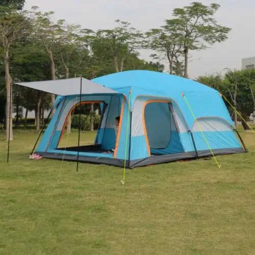 

Huge 6 8 10 12 Person 2 Layer 2 Living Room 1 Bedrrom Family Party Anti Rain Base Outdoor Camping Relief Self Driving Beach Tent