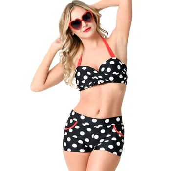 2017 Hot selling push up sexy halter bikini swimwear black white polka dot print vintage high waist swimsuit plus size xxl 41930
2017 Hot selling push up sexy halter bikini swimwear black white polka dot print vintage high waist swimsuit plus size xxl 41930