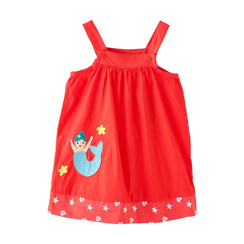 Little Maven New Summer Kids Red Sea-maid Cartoon Shoulder-Straps Applique Button Woven Cotton Girls Sandbeach Dresses
Little Maven New Summer Kids Red Sea-maid Cartoon Shoulder-Straps Applique Button Woven Cotton Girls Sandbeach Dresses