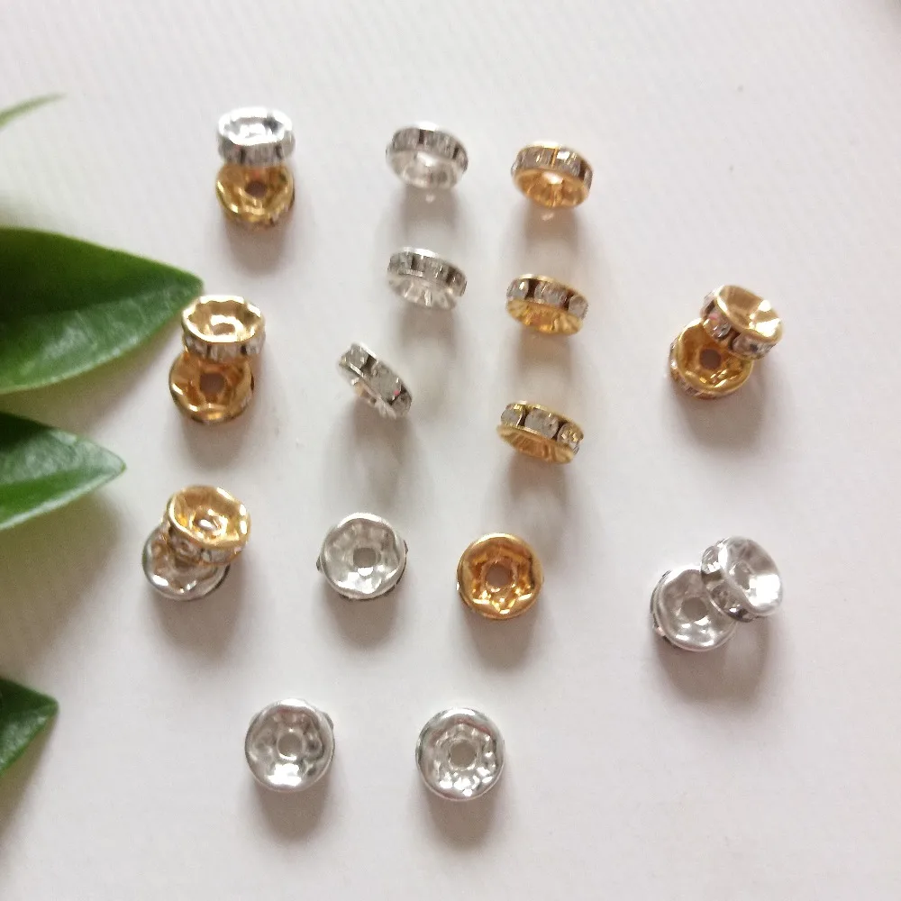 100pcs 6/8/10mmGold/Silver Rondelle Spacer Beads Separate Bead Rhinestone Loose Crystal Beads For DIY Jewelry Making Accessories
100pcs 6/8/10mmGold/Silver Rondelle Spacer Beads Separate Bead Rhinestone Loose Crystal Beads For DIY Jewelry Making Accessories