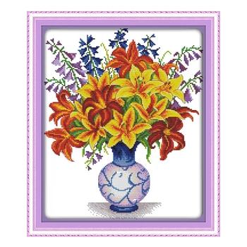Joy Sunday crossstitch diy Yellow lily vase basket DMC14CT11CTcottonfabric livingroom shop hotel home painting factory wholesale
Joy Sunday crossstitch diy Yellow lily vase basket DMC14CT11CTcottonfabric livingroom shop hotel home painting factory wholesale