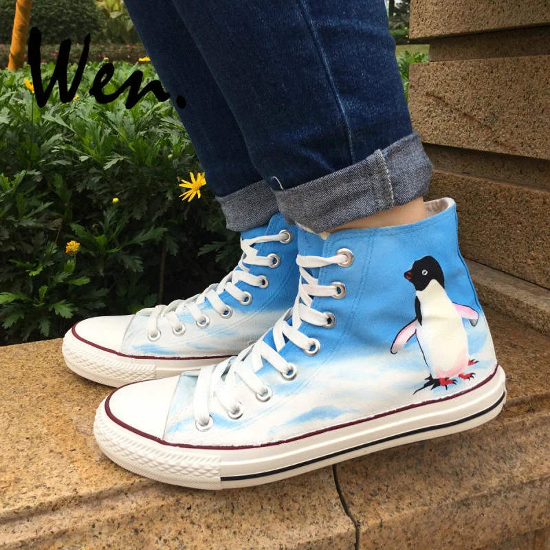 Wen Design Custom Hand Painted Sneakers Penguin Men Women's High Top Canvas Shoes Platform Skateboarding Plimsolls Lace up
Wen Design Custom Hand Painted Sneakers Penguin Men Women's High Top Canvas Shoes Platform Skateboarding Plimsolls Lace up