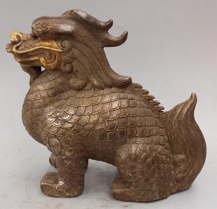 bi002997 11"Marked Bronze Gilt Fengshui Kylin Unicorn Dragon Beast Chi-lin Kirin Statue
bi002997 11"Marked Bronze Gilt Fengshui Kylin Unicorn Dragon Beast Chi-lin Kirin Statue