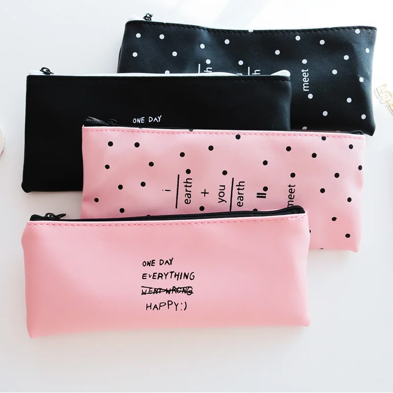 Pink pencil case for girls Kawaii Black white Dot Pu Leather Pen Bag Stationery Pouch Office School Supplies Zakka escolar
Pink pencil case for girls Kawaii Black white Dot Pu Leather Pen Bag Stationery Pouch Office School Supplies Zakka escolar