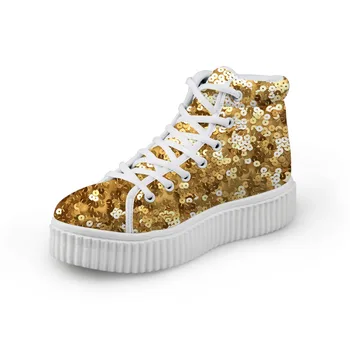 Noisydesigns Female Creepers Shoes Gold Sequins Print Girls Canvas Flat Platform Ankle Boots Height Increasing High Top
Noisydesigns Female Creepers Shoes Gold Sequins Print Girls Canvas Flat Platform Ankle Boots Height Increasing High Top