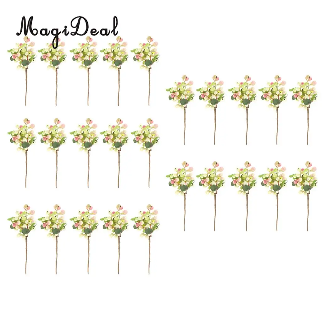 25x Artificial Berry Fruits Simulation Flowers Wedding Bouquet Decoration DIY Floral Craft Pink