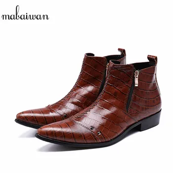 Mabaiwan Fashion Men Shoes Genuine Leather Rivet Winter Ankle Boots Slipper Pointed Toe Shoes Men's Zipper Military Cowboy Boots
Mabaiwan Fashion Men Shoes Genuine Leather Rivet Winter Ankle Boots Slipper Pointed Toe Shoes Men's Zipper Military Cowboy Boots