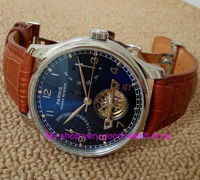new blue dial 43mm PARNIS Butterfly buckle Automatic Self-Wind mechanical watches power reserve men watches183A
new blue dial 43mm PARNIS Butterfly buckle Automatic Self-Wind mechanical watches power reserve men watches183A