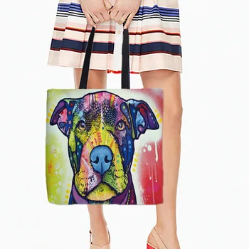Two Sides Cute Colorful Dogs Printing Tote Bags Single Shoulder Handlebag Portrait Novelty Art For Pet Lover White Canvas
Two Sides Cute Colorful Dogs Printing Tote Bags Single Shoulder Handlebag Portrait Novelty Art For Pet Lover White Canvas