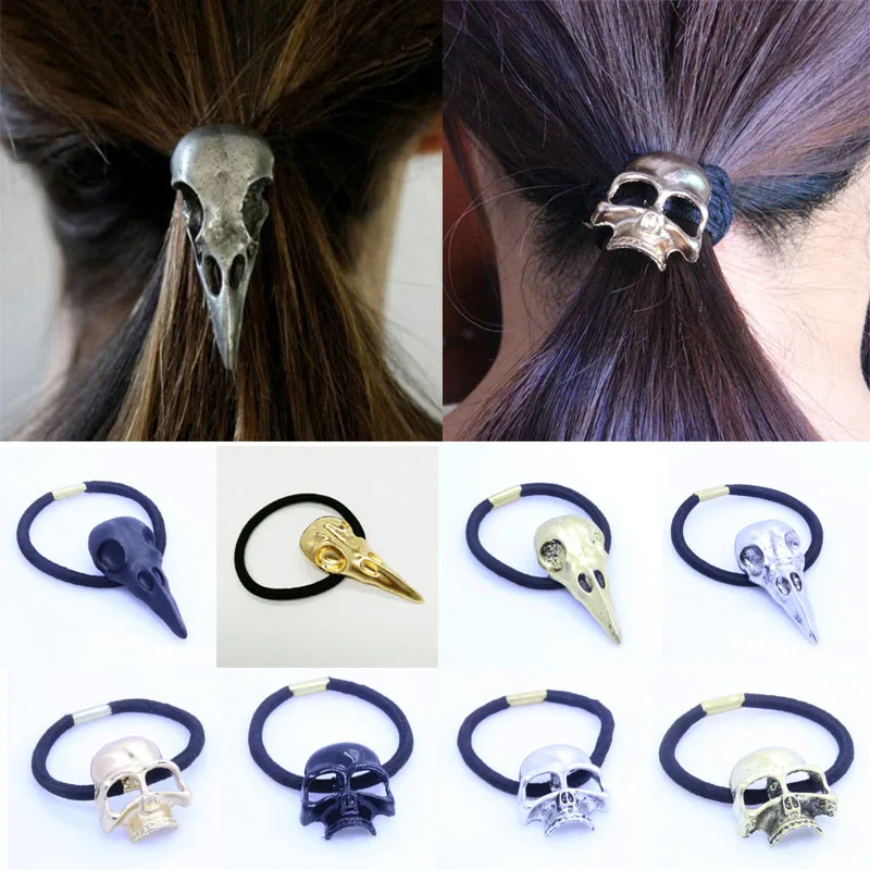 Fashion 1Pc Women Punk Gothic Raven Skull Elastic Hair Rope Metal Halloween Hair Jewelry Gift 8 Styles 4 Colors
Fashion 1Pc Women Punk Gothic Raven Skull Elastic Hair Rope Metal Halloween Hair Jewelry Gift 8 Styles 4 Colors