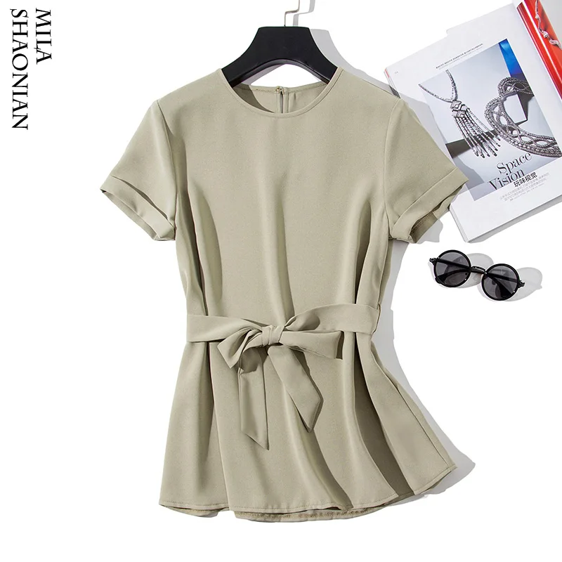 Summer Spring Tshirt Women Short Sleeve O-Neck Sashes Tees Office Lady Yellow Green Slim Korean Casual Woman Shirts Tops 2019
Summer Spring Tshirt Women Short Sleeve O-Neck Sashes Tees Office Lady Yellow Green Slim Korean Casual Woman Shirts Tops 2019