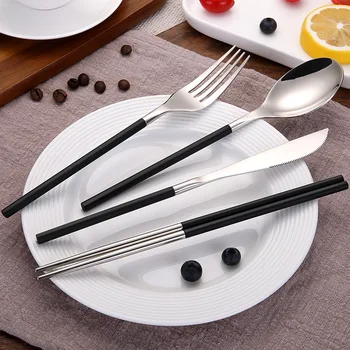 4 Pcs/Set Black Stainless Steel Cutlery Western Food Luxury Steak Knife Fork Scoop Chop Stick Tableware Set Dinnerware Sets
4 Pcs/Set Black Stainless Steel Cutlery Western Food Luxury Steak Knife Fork Scoop Chop Stick Tableware Set Dinnerware Sets