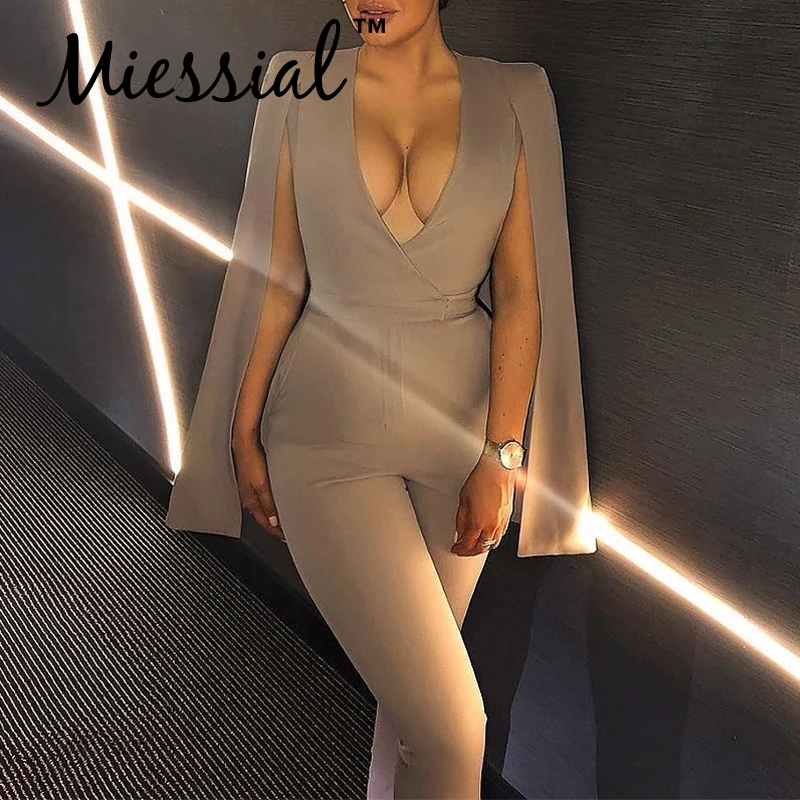 Miessial Shrug sexy long jumpsuit romper Women khaki playsuit winter jumpsuit Female party elegant bodycon cape blazer jump suit
Miessial Shrug sexy long jumpsuit romper Women khaki playsuit winter jumpsuit Female party elegant bodycon cape blazer jump suit