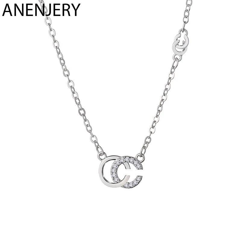 anenjery Simple Zircon CC Letters Necklace For Women 925 Sterling Silver Necklaces Chain Choker Gift S-N365
anenjery Simple Zircon CC Letters Necklace For Women 925 Sterling Silver Necklaces Chain Choker Gift S-N365