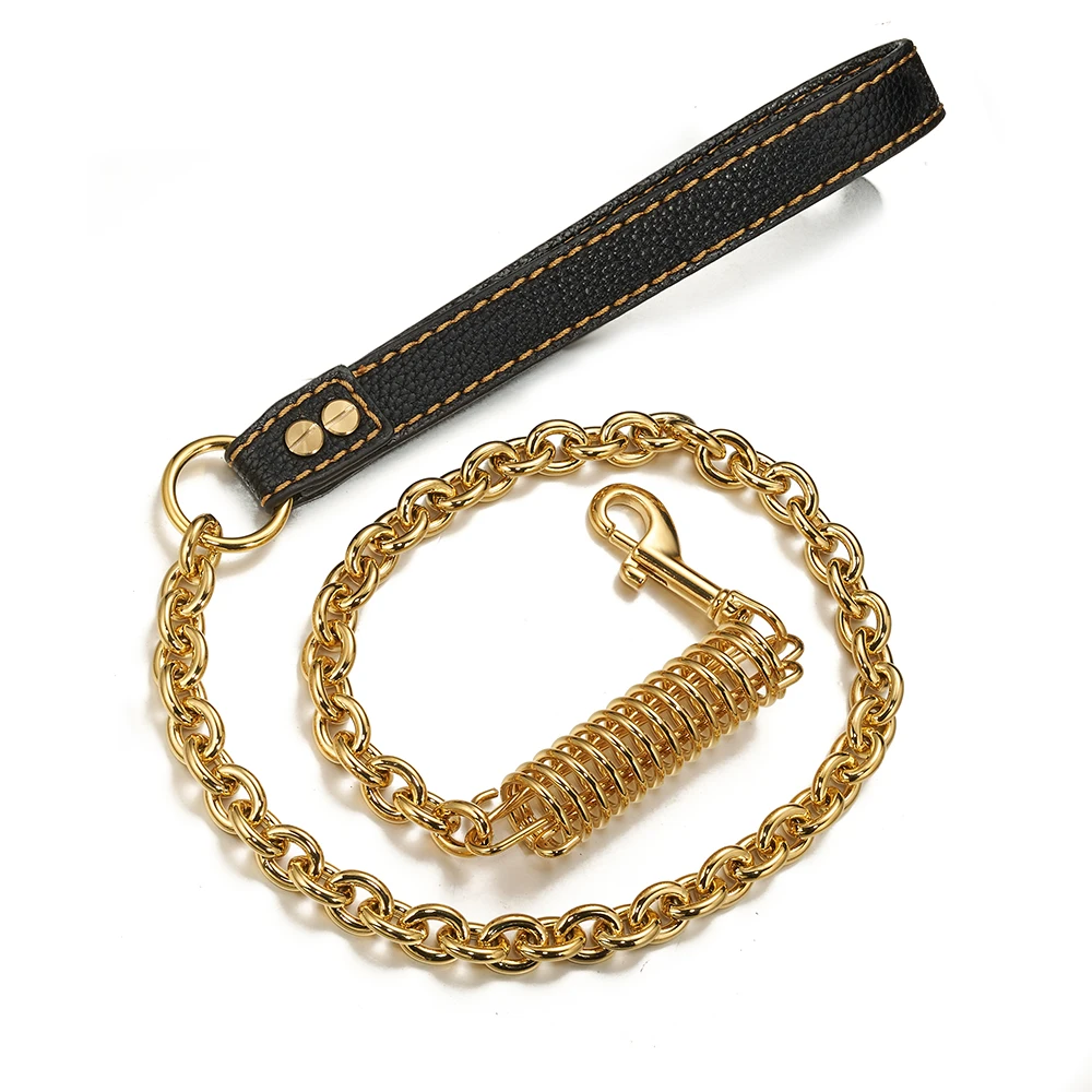 15mm 22-42" Stainless Steel 9inch Black Leather Pet Dog Collar Safety Anti-lost Leash Lead Gold Copper For Walking Running
15mm 22-42" Stainless Steel 9inch Black Leather Pet Dog Collar Safety Anti-lost Leash Lead Gold Copper For Walking Running