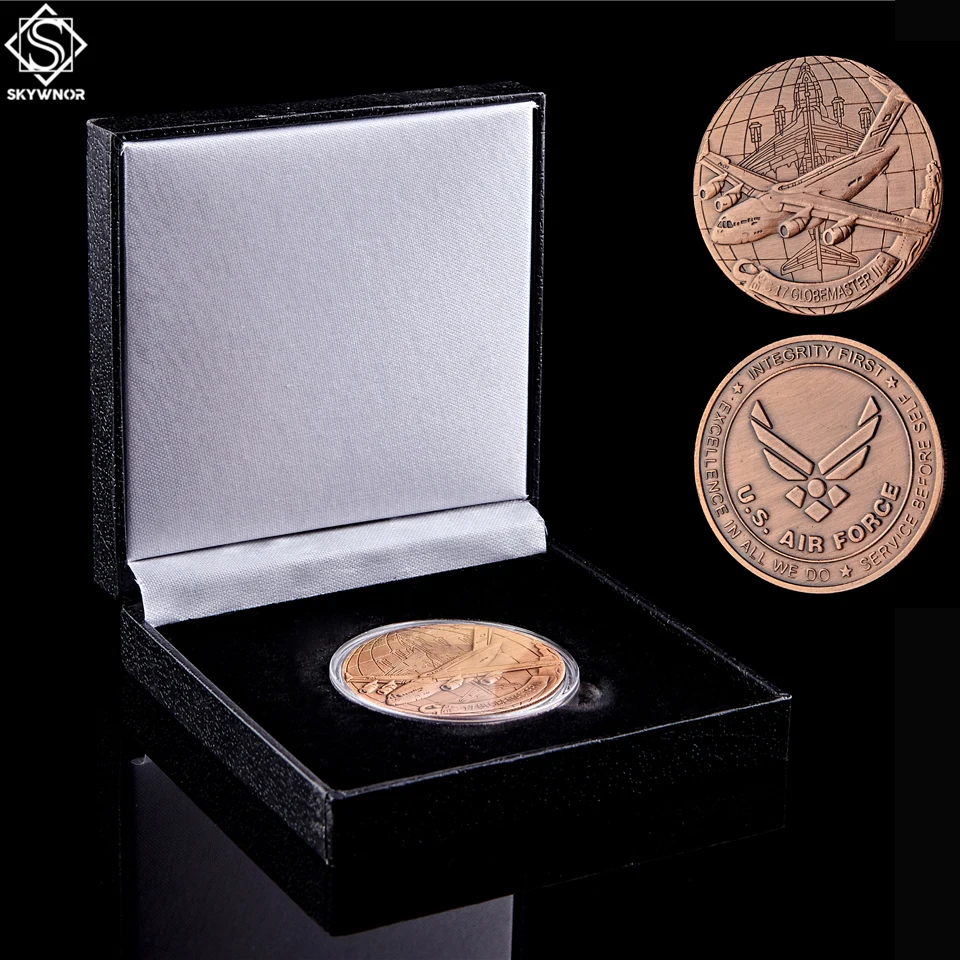Air Force Coin C-17 Globemaster II Copper US Military Commemorative Coin W/ Acrylic Box Protection
Air Force Coin C-17 Globemaster II Copper US Military Commemorative Coin W/ Acrylic Box Protection