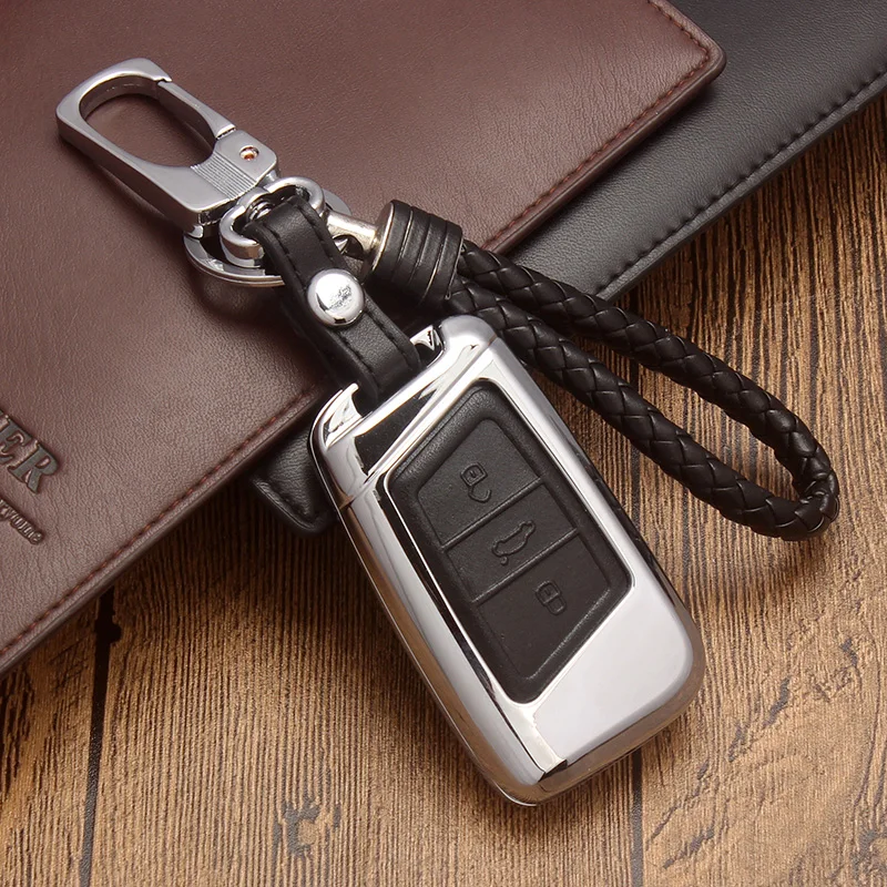 Zinc-alloy-Leather-Car-Key-Remote-Cover-Case-For-Volkswagen-VW-Tiguan-MK2-2017-2018-2016 (5)