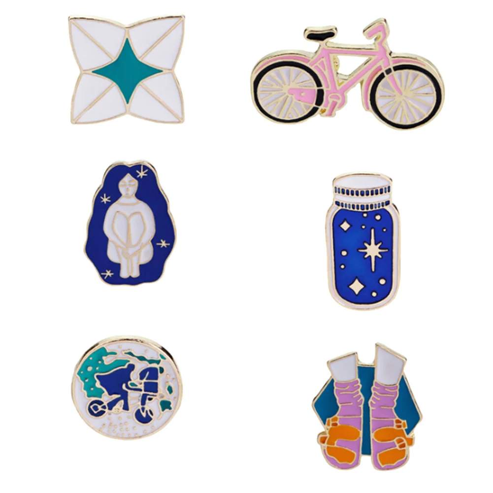 Cartoon Brooch Enamel pins Series Brooches Bicycle Girl Shoes Origami Wishing bottle Travel Backpack Jacket Lapel Pin Badge 
Cartoon Brooch Enamel pins Series Brooches Bicycle Girl Shoes Origami Wishing bottle Travel Backpack Jacket Lapel Pin Badge