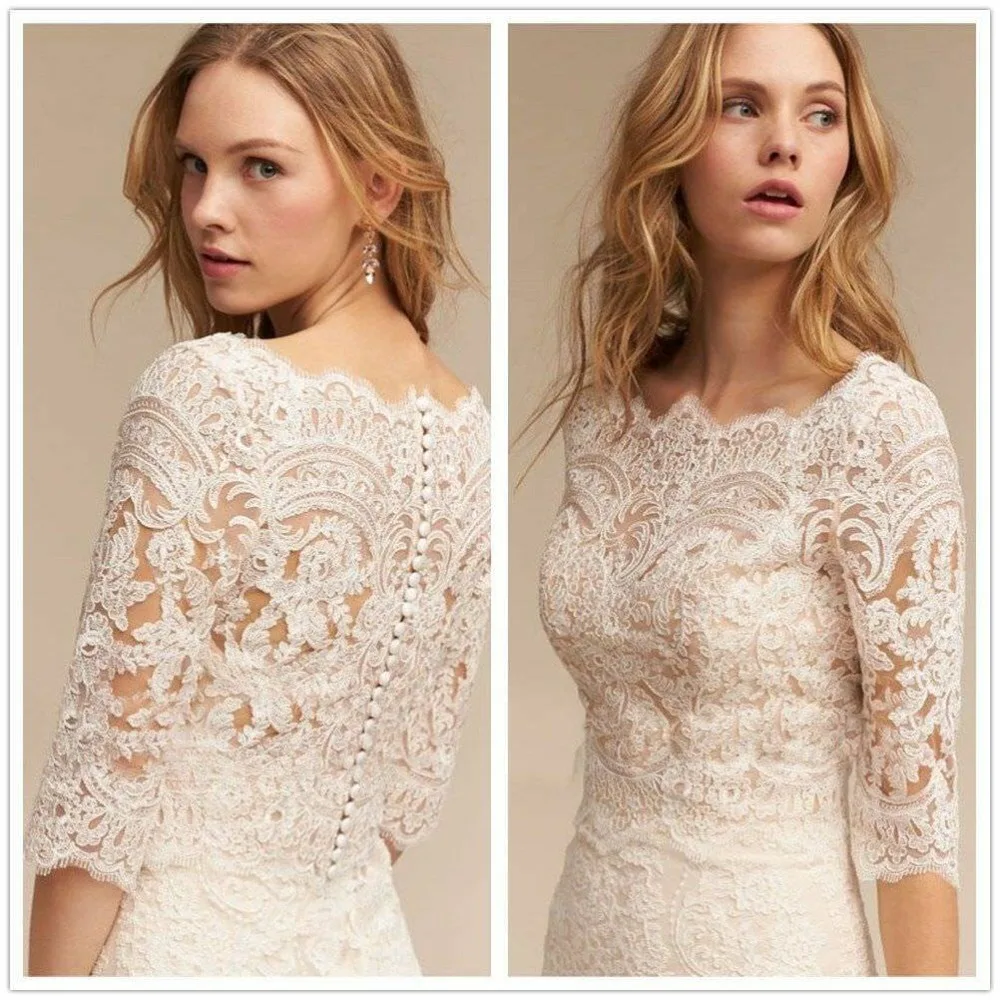 Vintage New Custom Made Lace Appliques 3/4 Sleeves Lace Bridal Bolero Jacket Shawl White/Ivory Wedding Jackets
Vintage New Custom Made Lace Appliques 3/4 Sleeves Lace Bridal Bolero Jacket Shawl White/Ivory Wedding Jackets