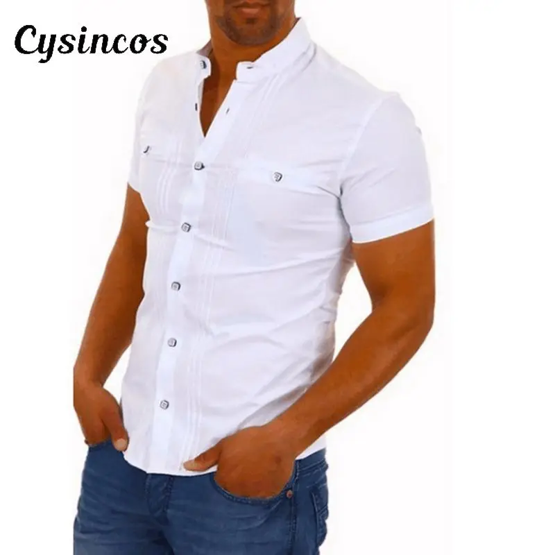 CYSINCOS 2019 Men's Slim Fit Shirt Short Sleeve Business Formal Casual shirt Tops Solid Single Breasted Cotton Tops Shirts
CYSINCOS 2019 Men's Slim Fit Shirt Short Sleeve Business Formal Casual shirt Tops Solid Single Breasted Cotton Tops Shirts