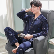 Automne manches longues Pijamas hommes Plaid Cardigan Pyjamas décontracté vêtements de nuit deux pièces ensemble Pyjamas grande taille hiver mâle pyjama ensemble(China)