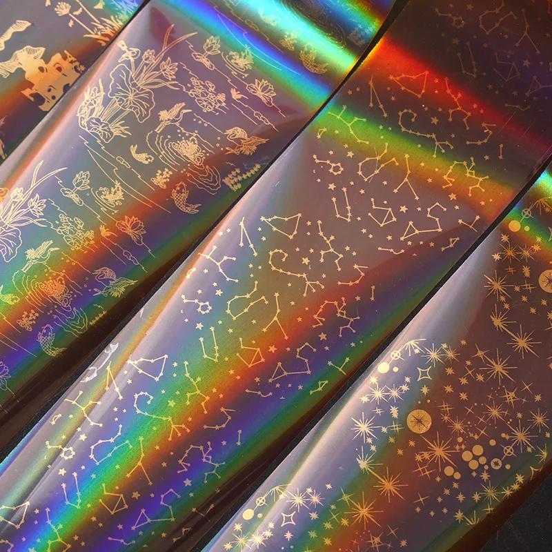 Holographic Nail Foil Set 4*100cm Transparent Gold Color Transfer Sticker Manicure Nail Art Decals 10 pcs
Holographic Nail Foil Set 4*100cm Transparent Gold Color Transfer Sticker Manicure Nail Art Decals 10 pcs
