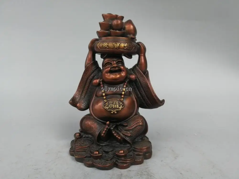16'' Red Bronze carved Bring wealth money buddha with treasure bowl on his head
16'' Red Bronze carved Bring wealth money buddha with treasure bowl on his head