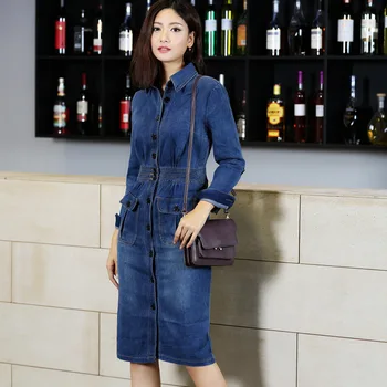 Korean Long Denim Dress Women 2020 Spring Long sleeve Bodycon jeans Dresses Fashion Pencil cowboy Midi Dress Female
Korean Long Denim Dress Women 2020 Spring Long sleeve Bodycon jeans Dresses Fashion Pencil cowboy Midi Dress Female