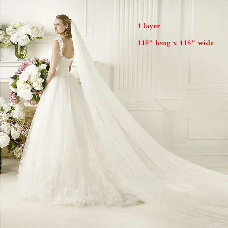 Single layer cut edge wedding veil cathedral bridal veil 118"*118" in Ivory,White, Off-white
Single layer cut edge wedding veil cathedral bridal veil 118"*118" in Ivory,White, Off-white